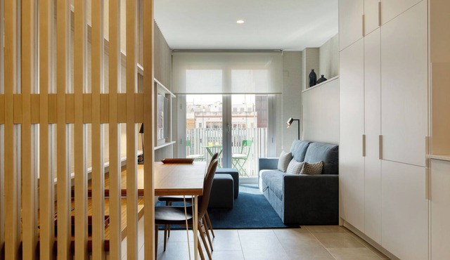 Comfortable and practical studio with outdoor balcony.