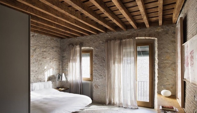Historical stone house renovated with modern style