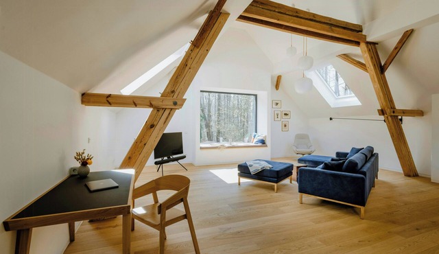 Modern architectural barn in the countryside